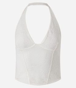 Blusa Frente Única em Renda com Textura Floral