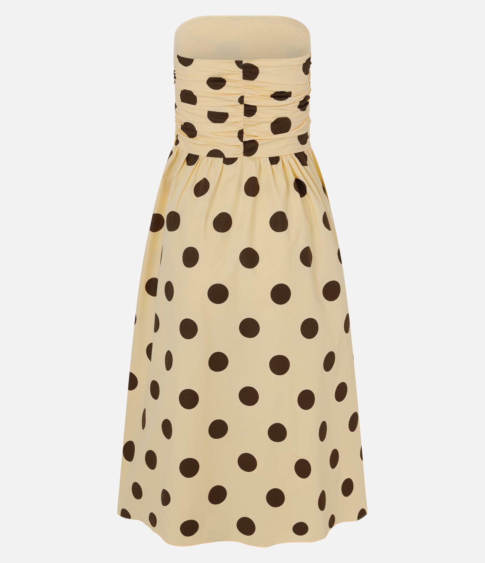 Vestido Midi em Tricoline Poá com Decote Tomara que Caia Amarelo 6