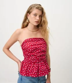 Blusa Peplum em Tricoline Poá