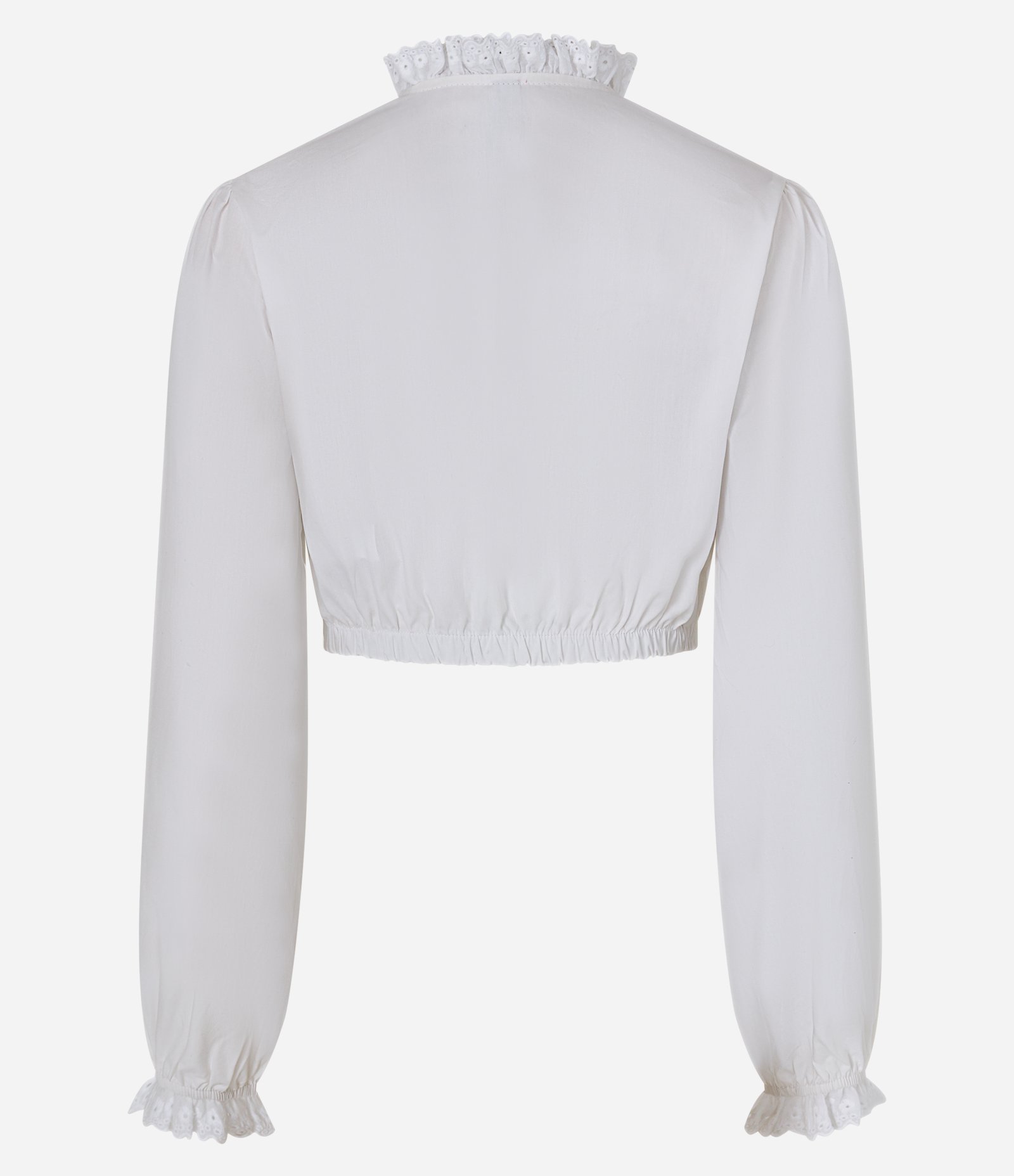 Camisa Cropped em Tricoline com Gola Rufo e Bordado Inglês Branco 4