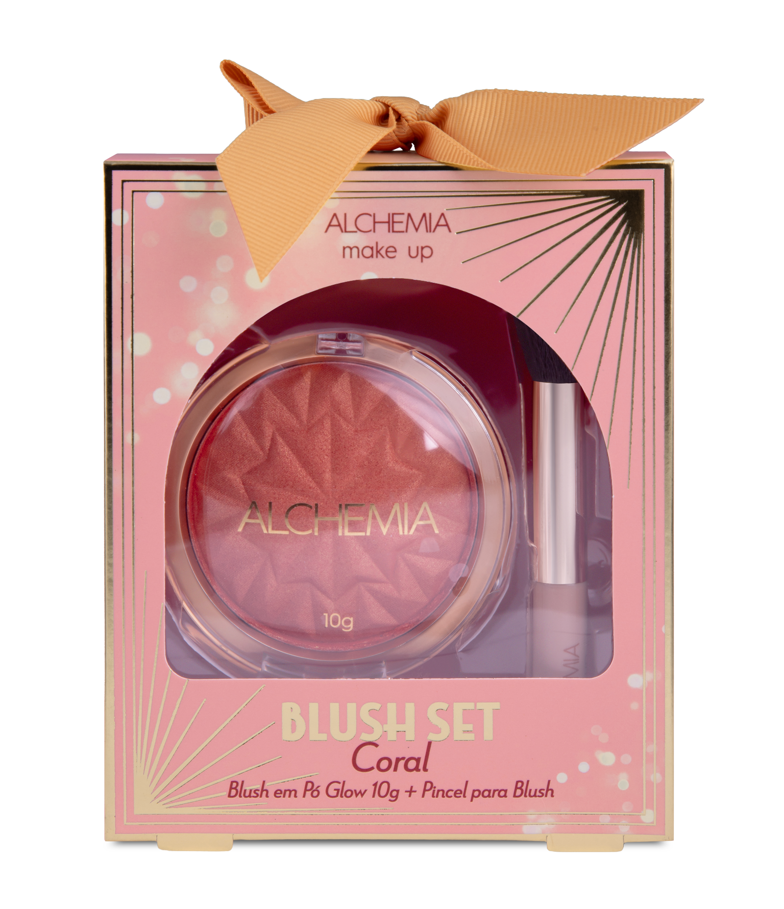 Kit Blush em Pó Glow 10g + Pincel Coral Alchemia KIT 1