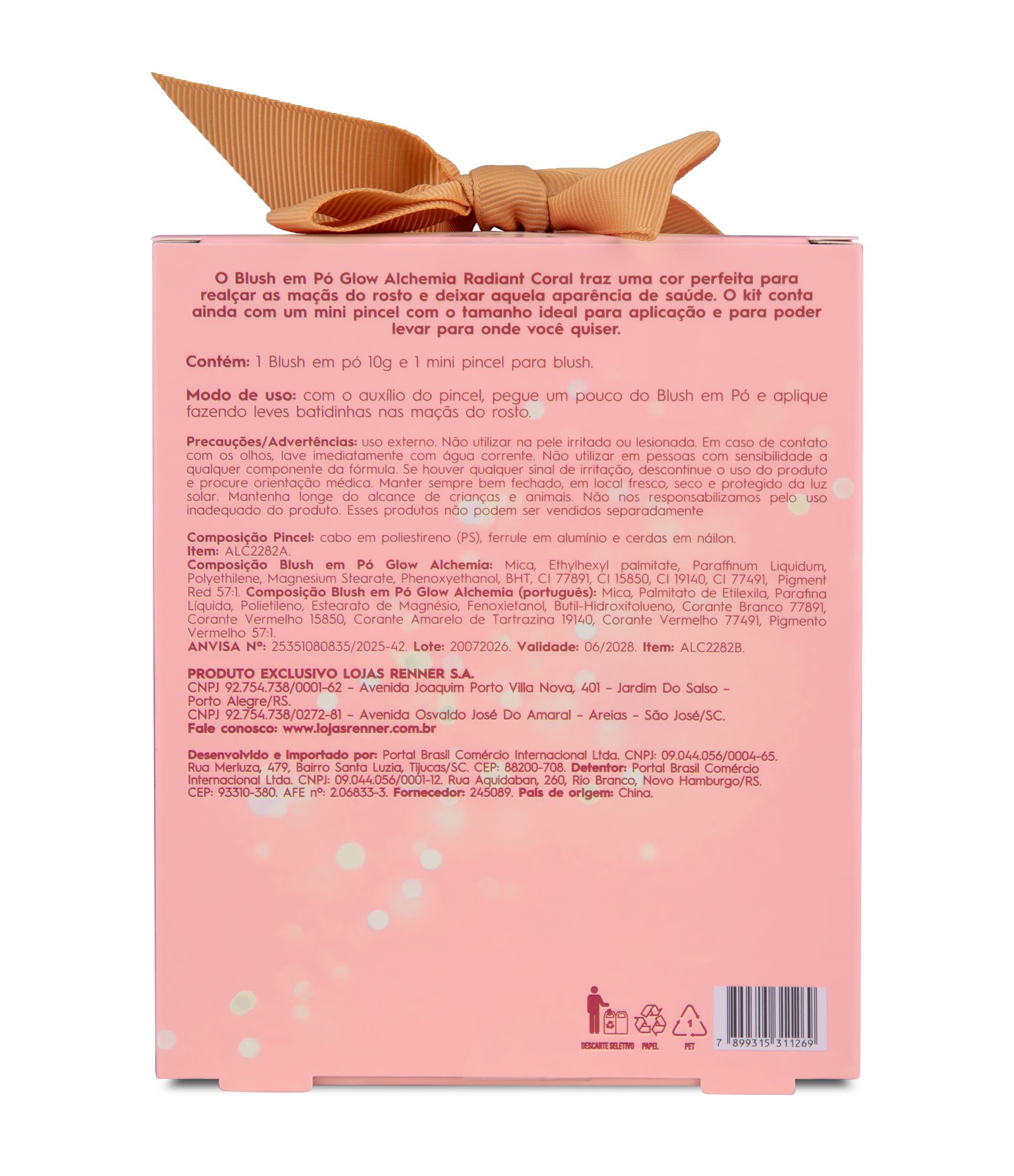 Kit Blush em Pó Glow 10g + Pincel Coral Alchemia KIT 2