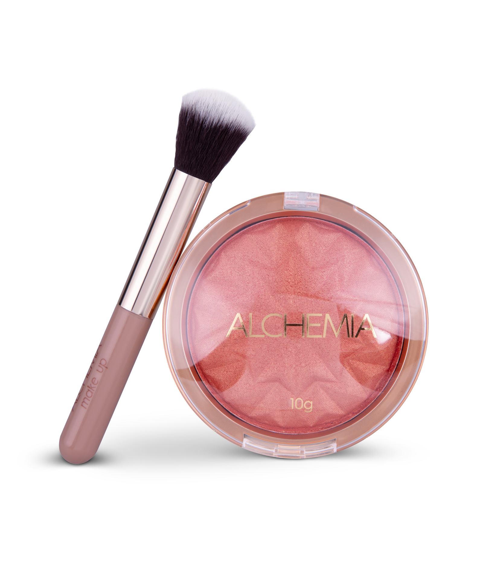 Kit Blush em Pó Glow 10g + Pincel Coral Alchemia KIT 3