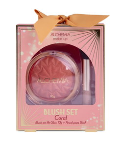 Kit Blush em Pó Glow 10g + Pincel Coral Alchemia