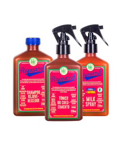 Kit: Shampoo Rejuvenescedor Rapunzel + Tonico Capilar + Condicionador Leave in Milk Lola Cosmetics