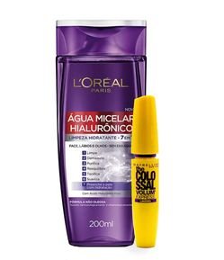 Kit Micelar Ácido Hialurônico 200ml + Máscara de Cílios Maybelline The Colossal Volum' Express Lavável Preto
