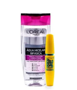 Kit Micelar Bifasica 200ml + Máscara de Cílios Maybelline The Colossal Volum' Express à Prova D'água Preto