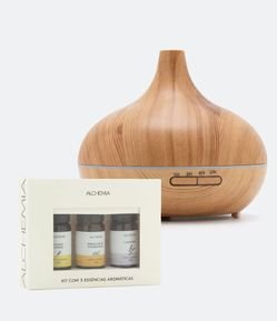 Kit Alchemia: Kit 3 Essências Aromáticas Alchemia 10 Ml KIT + Umidificador De Ambientes Alchemia Marrom
