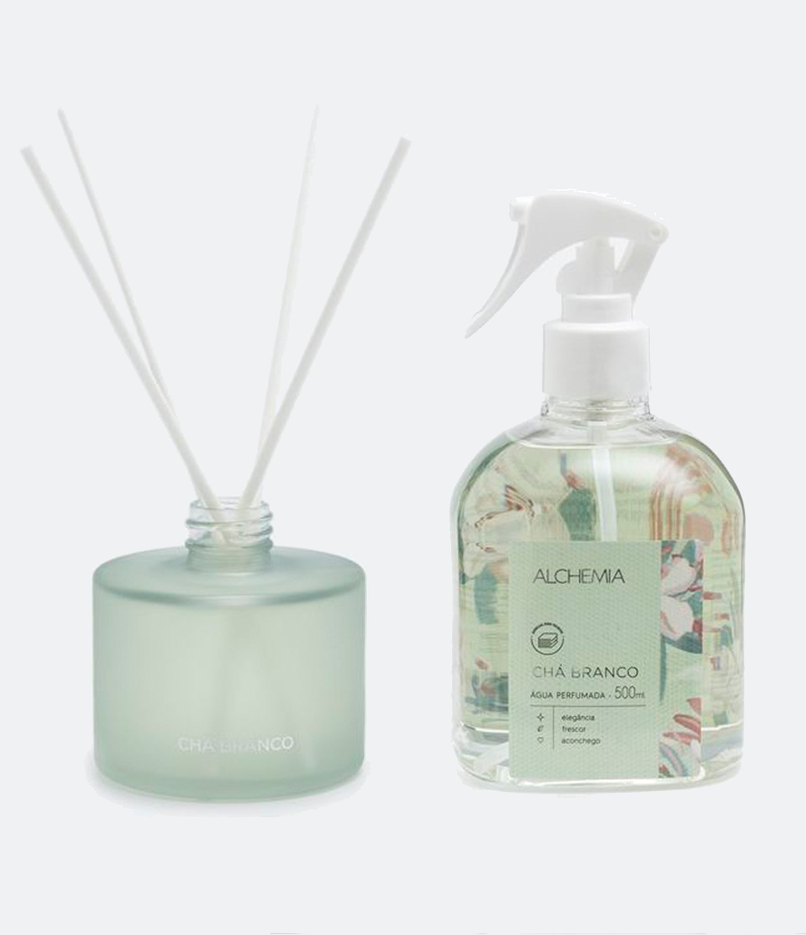 Kit Alchemia: Difusor De Ambiente Chá Branco Alchemia 240ml + Água Perfumada Chá Branco Alchemia 500ml KIT 1