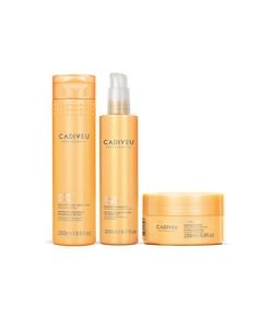 Kit Shampoo Sem Sulfato Nutri Glow + Máscara de Tratamento Capilar Nutri Glow + Booster Milagroso Nutri Glow Cadiveu