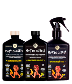 Kit Shampoo Hidratante Morte Súbita Lola Cosmetics 250ml + Condicionador Hidratante Morte Súbita Lola Cosmetics 250g + Leave In Reparação Total Morte Súbita Lola Cosmetics 250ml