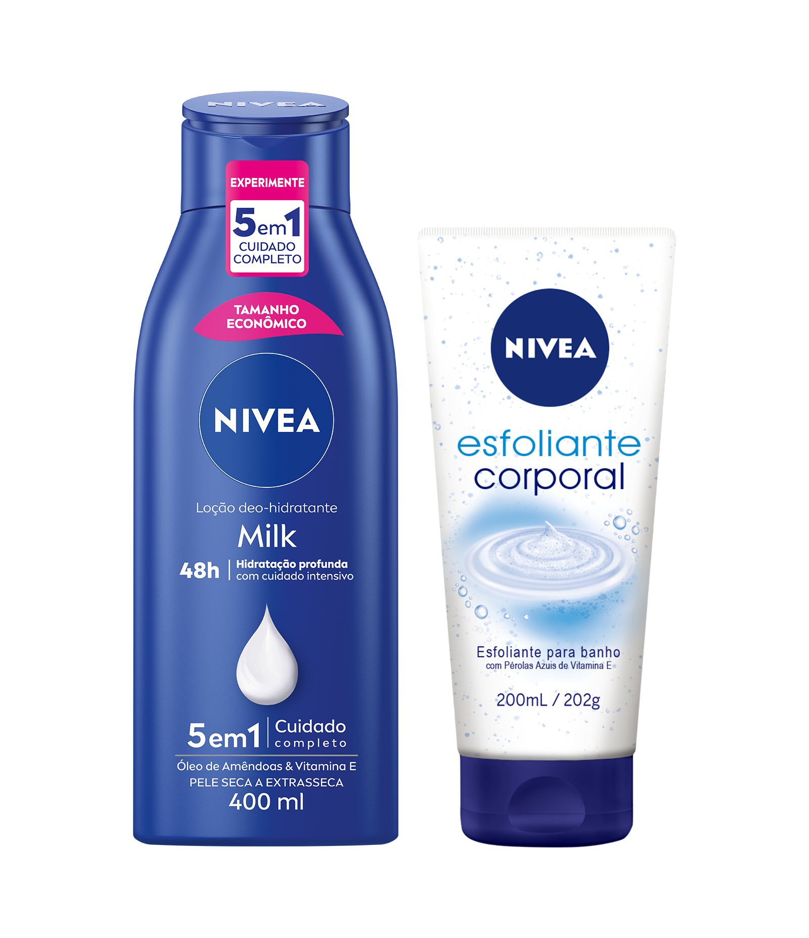 Kit Nivea Loção Hidratante Milk 400ml + Esfoliante Corporal para Banho 200ml KIT 1