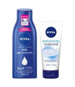 Kit Nivea Loção Hidratante Milk 400ml + Esfoliante Corporal para Banho 200ml
